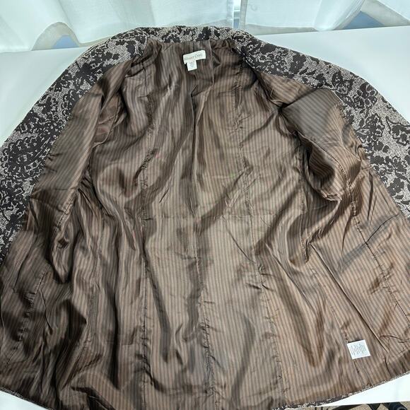 NWD Coldwater Creek Brown Floral Printed Tweed Blazer Suit Jacket Womens Size 12 - Picture 6 of 12
